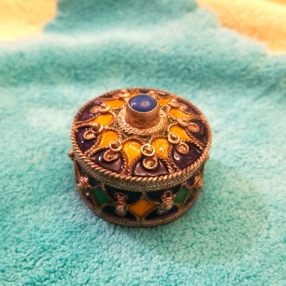 Silver and enamel pill box